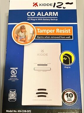 Kidde White CO Alarm Plug-In with Battery Backup - Tamper Resistant